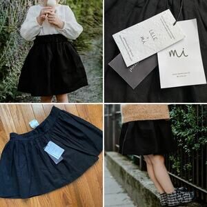 NEW $90 LILLE + mi Girls sz 6 Linen Black Full Skirt NWT